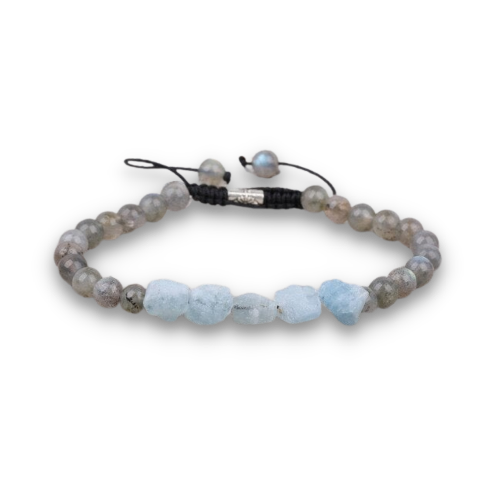Bracelet en Aigue Marine et Labradorite "Jeunesse & Guérison"