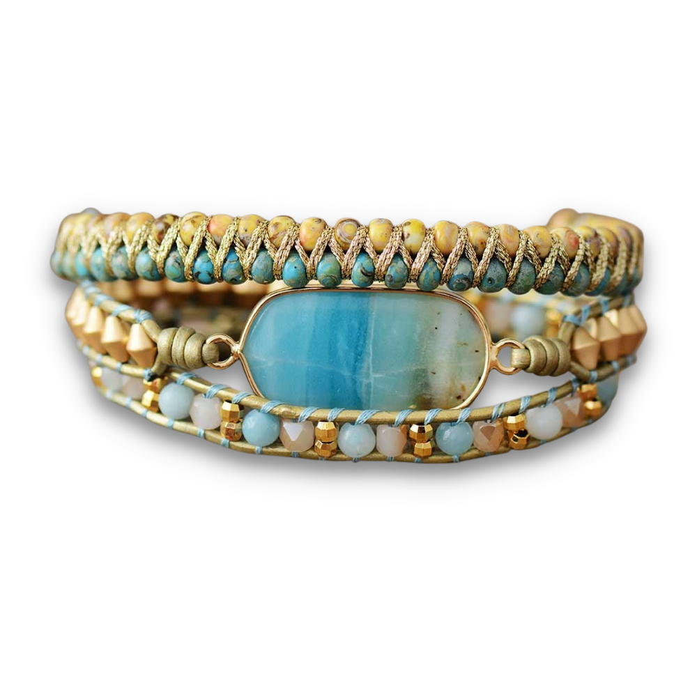 Bracelet Bohémien en Amazonite "Paix & Courage"