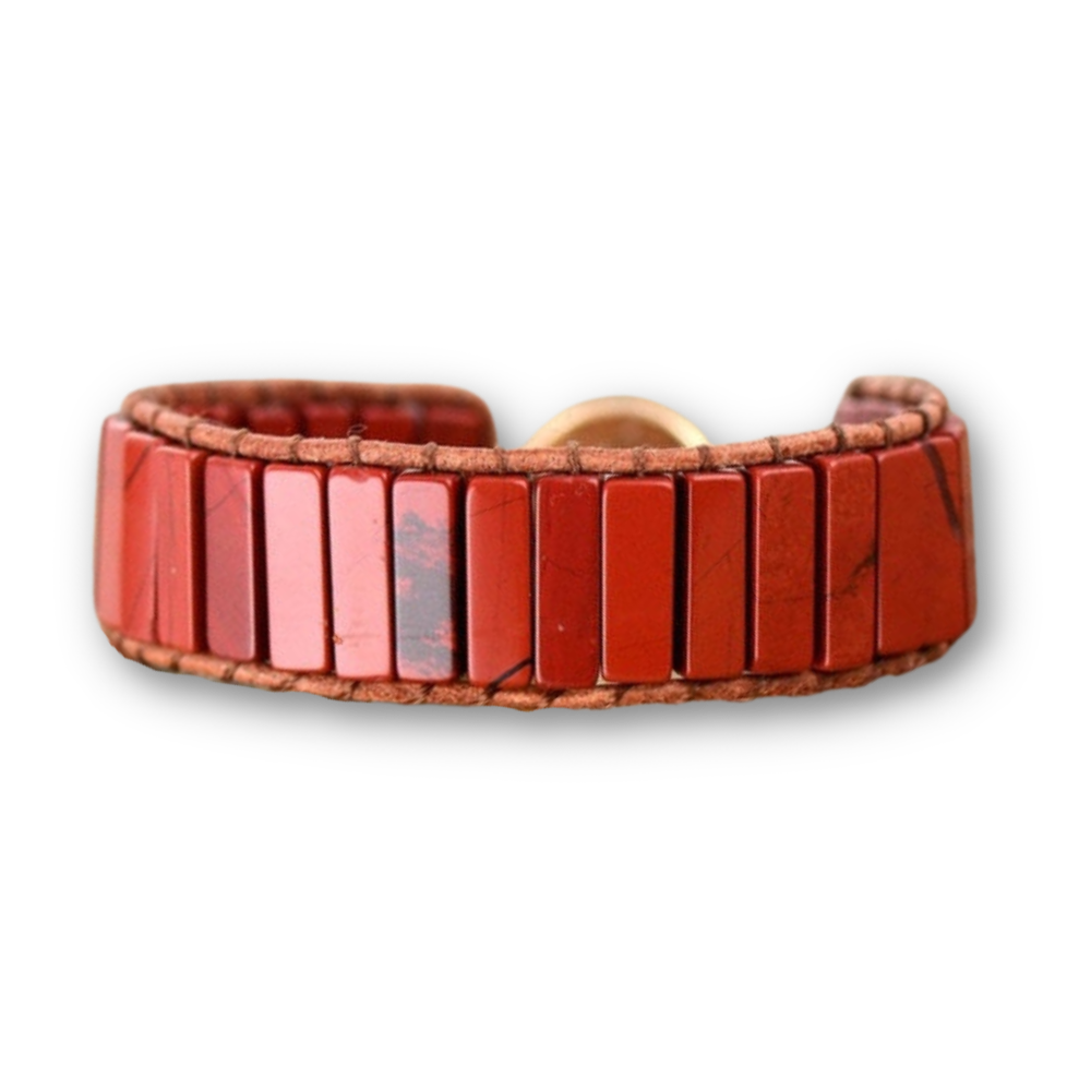 Bracelet Bohémien en Jaspe rouge "Force & Spiritualité"