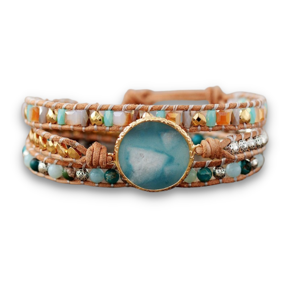 Bracelet Bohémien en Amazonite et Jaspe "Paix & Courage"
