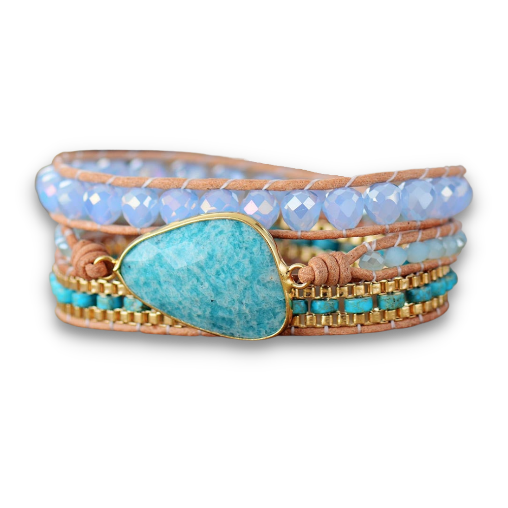 Bracelet Bohémien en Amazonite "Paix & Courage"