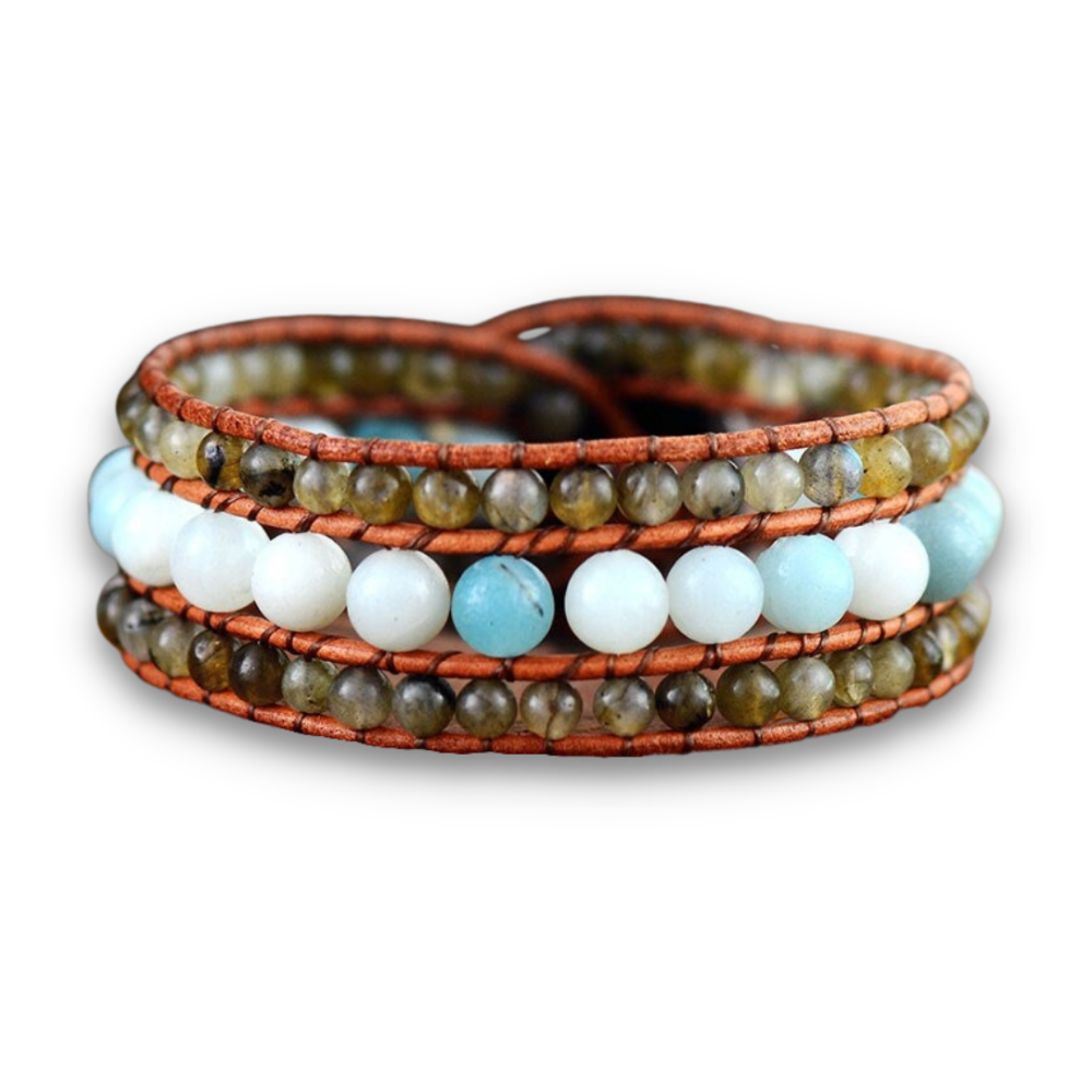 Bracelet Bohémien en Amazonite et Labradorite "Paix & Courage"