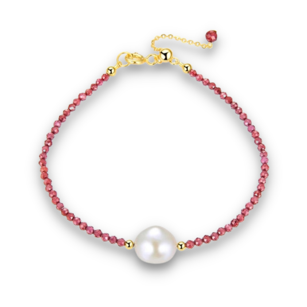Bracelet en Pierre de lune et Grenat "Fécondité & Tendresse"