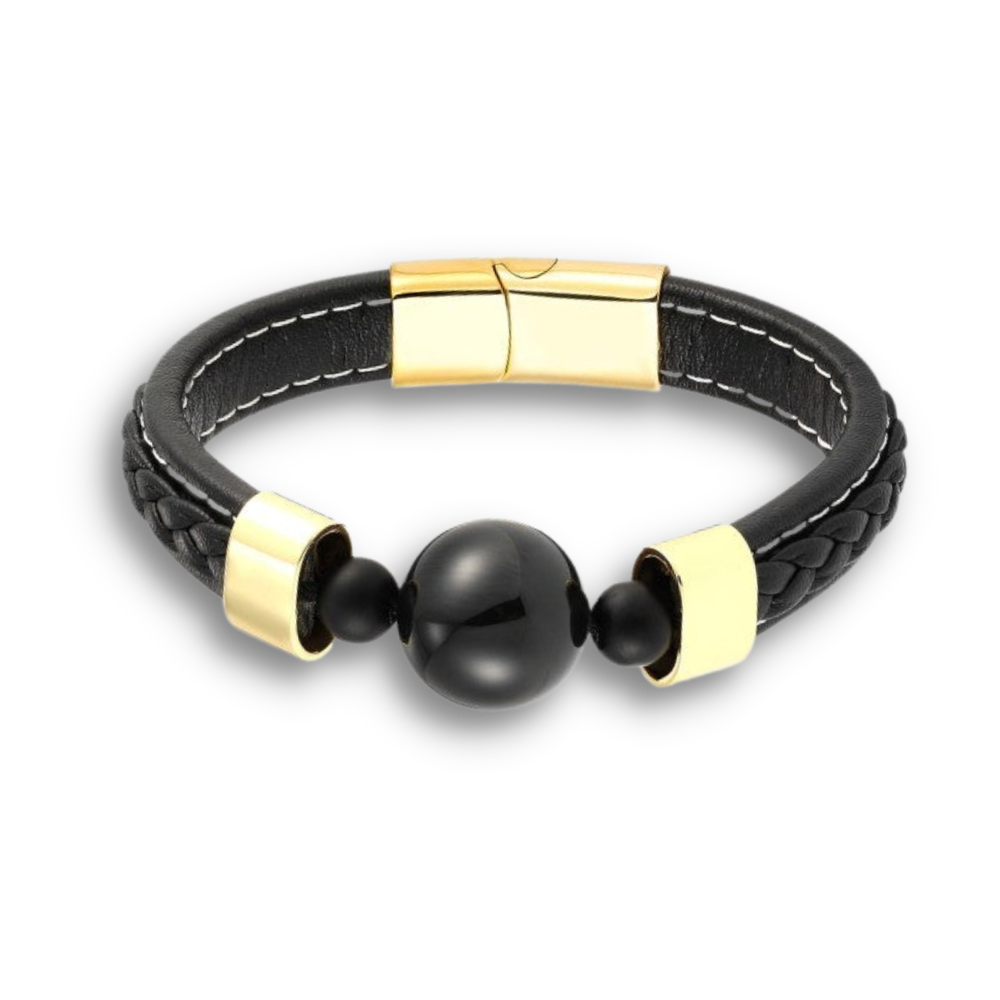 Bracelet en Agate noire "Persévérance & Protection"