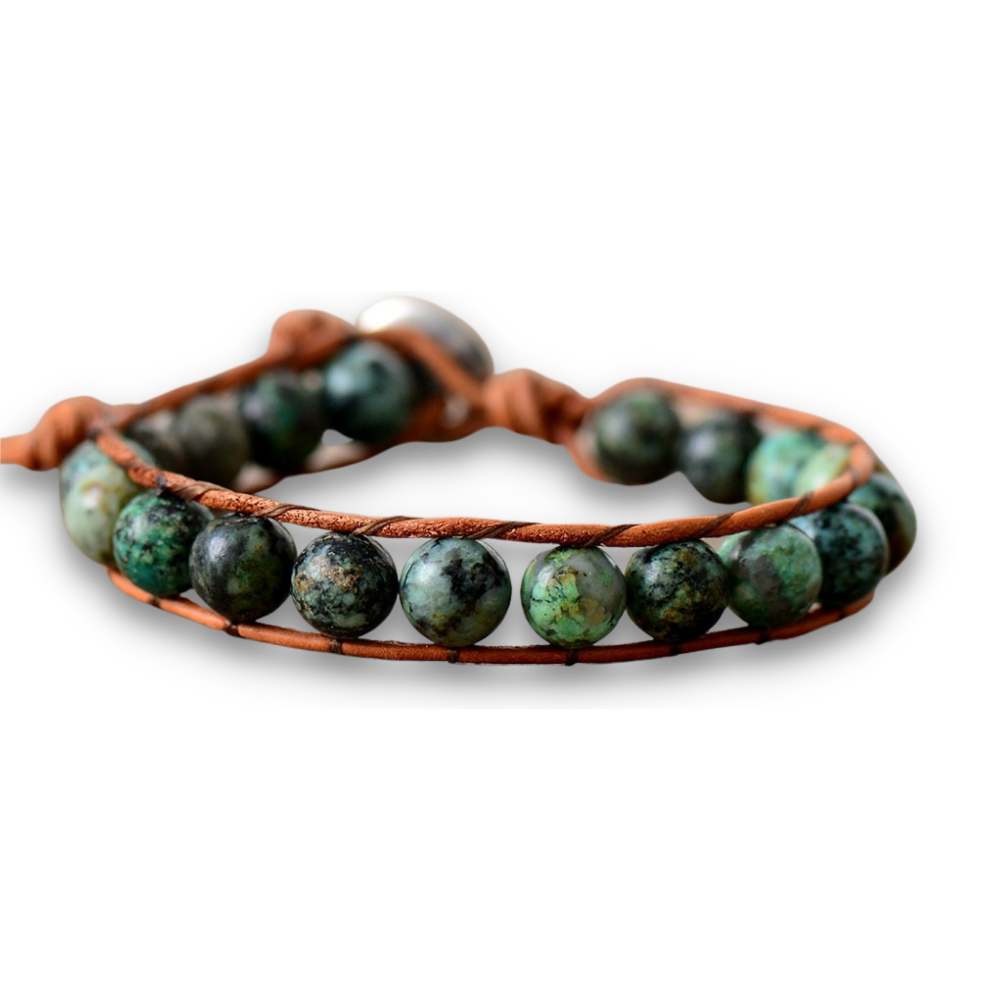 Bracelet Bohémien en Turquoise africaine "Optimisme & Confiance en soi"