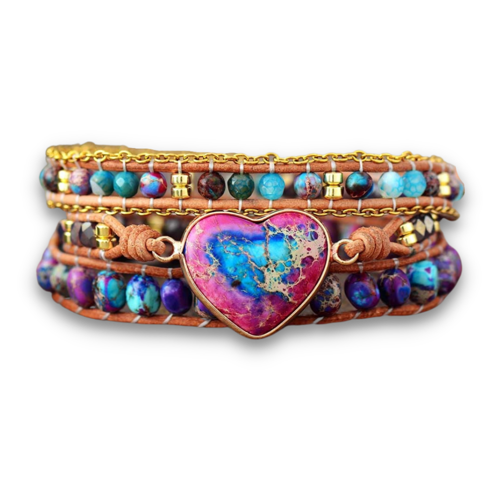 Bracelet Bohémien en Jaspe et Agate "Épanouissement & Estime de soi" - Coeur