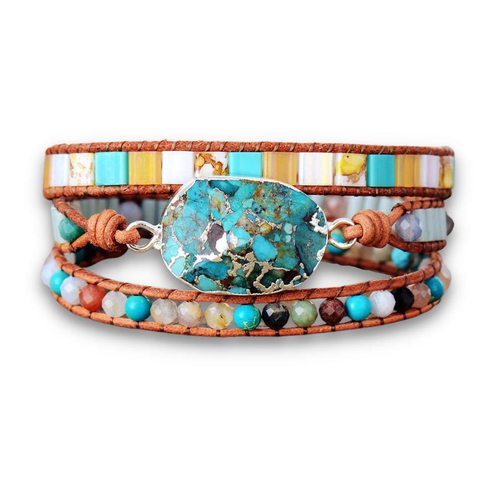 Bracelet Bohémien en Turquoise "Stabilité & Empathie"