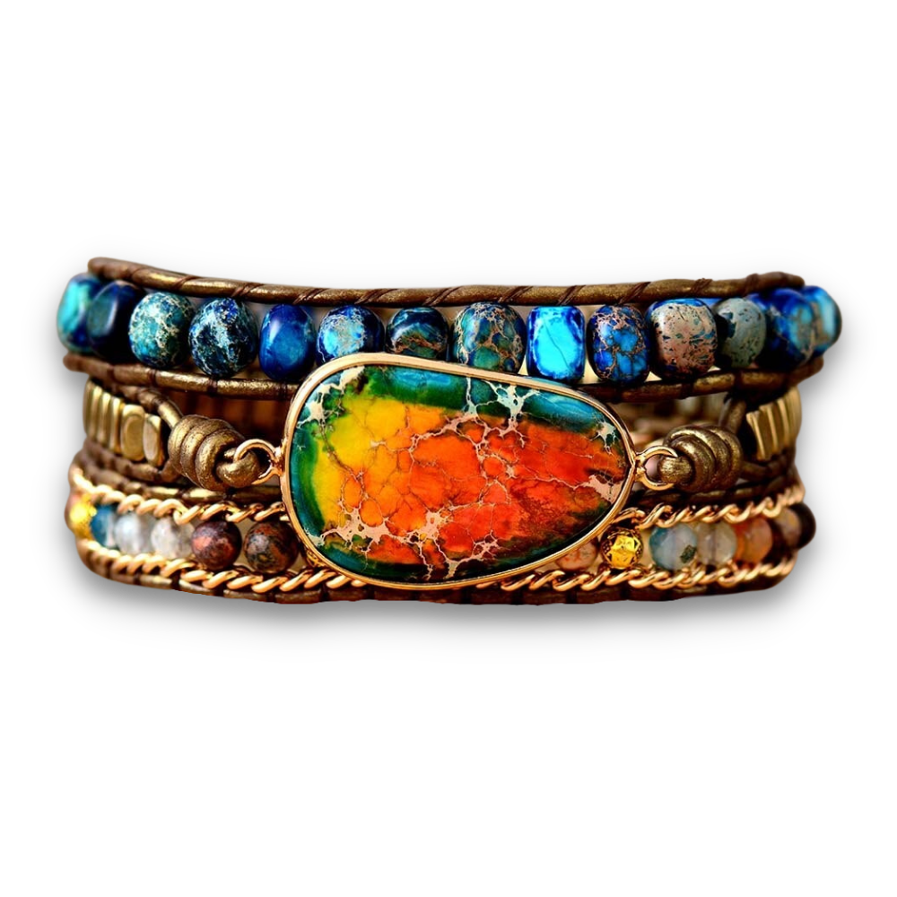 Bracelet Bohémien en Jaspe "Épanouissement & Estime de soi" - Cabochon