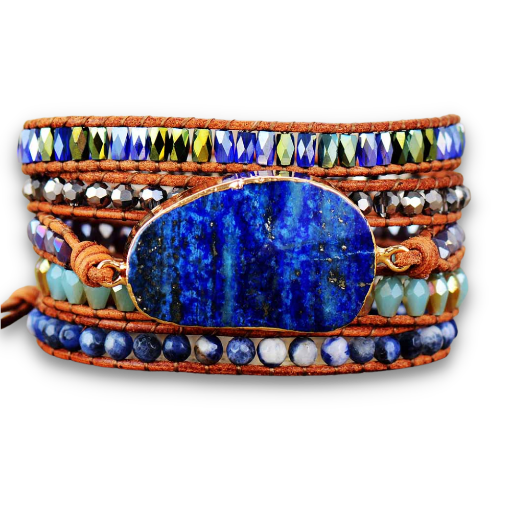 Bracelet Bohémien en Lapis Lazuli "Santé & Harmonie" - Cabochon