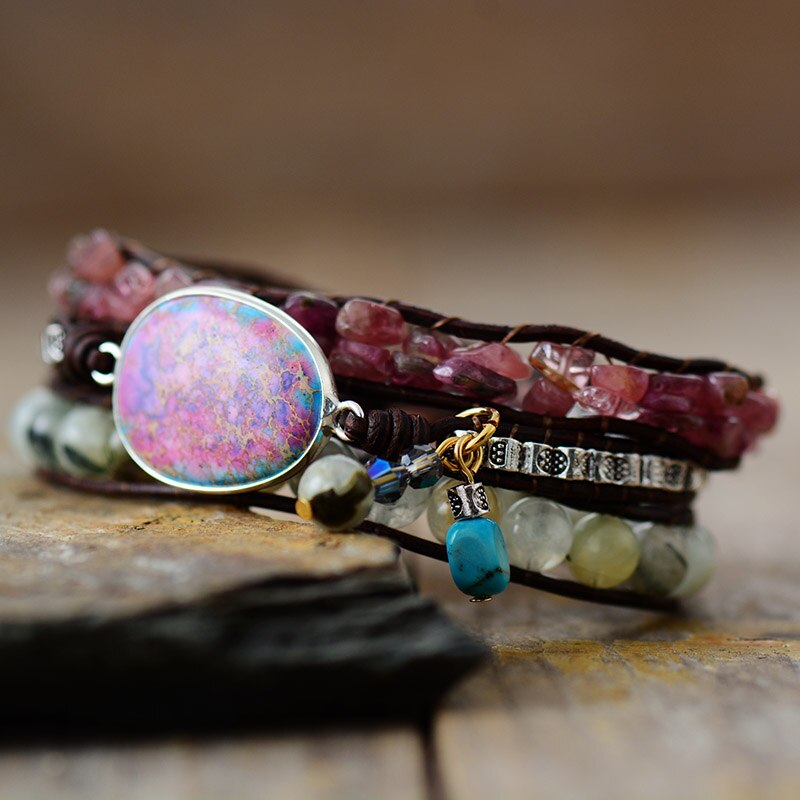 Bracelet Bohémien en Tourmaline et Jaspe "Joie & Bonheur"