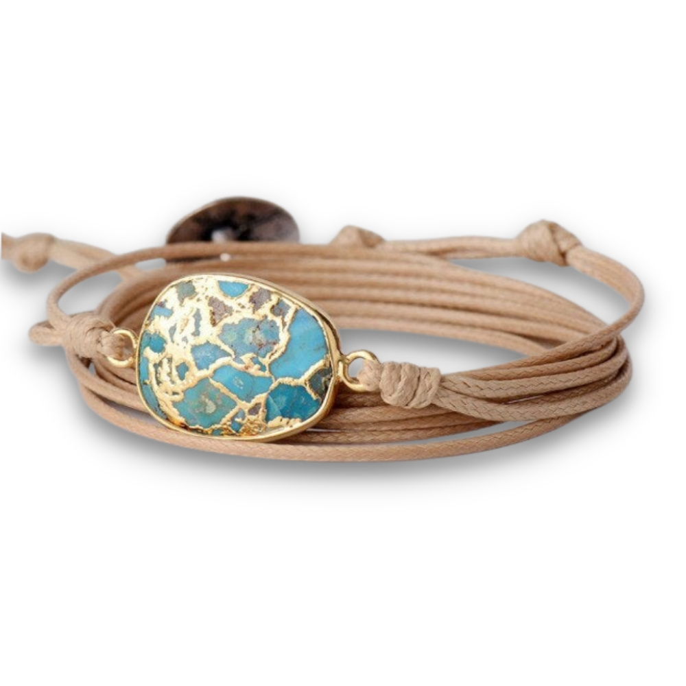 Bracelet en Turquoise bleue "Sérénité & Bien être" - Cabochon