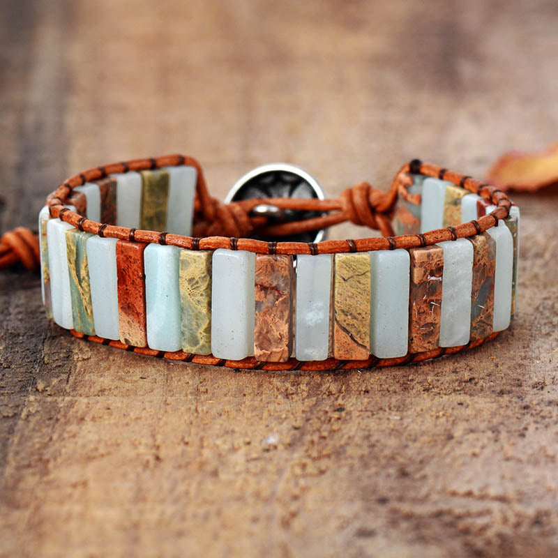 Bracelet Bohémien en Amazonite "Paix & Courage"