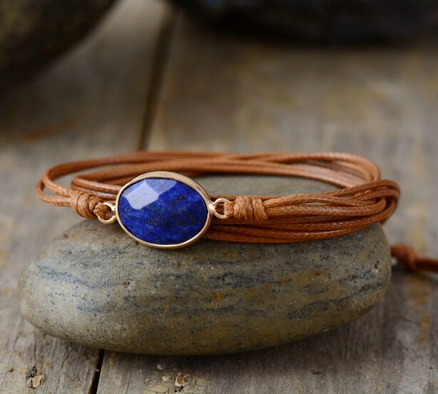 Bracelet Bohémien en Lapis Lazuli "Santé & Harmonie" - Cabochon