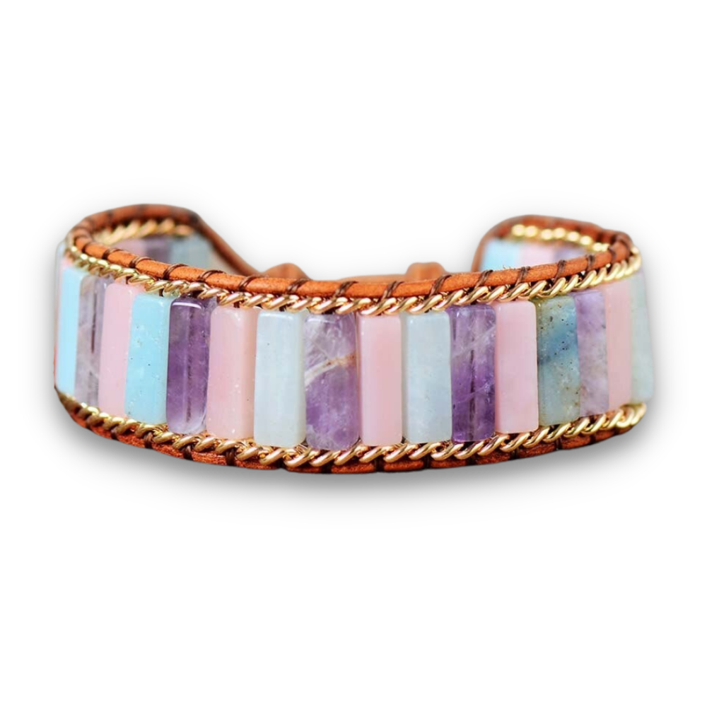 Bracelet Bohémien en Améthyste et Jaspe "Force & Sagesse"