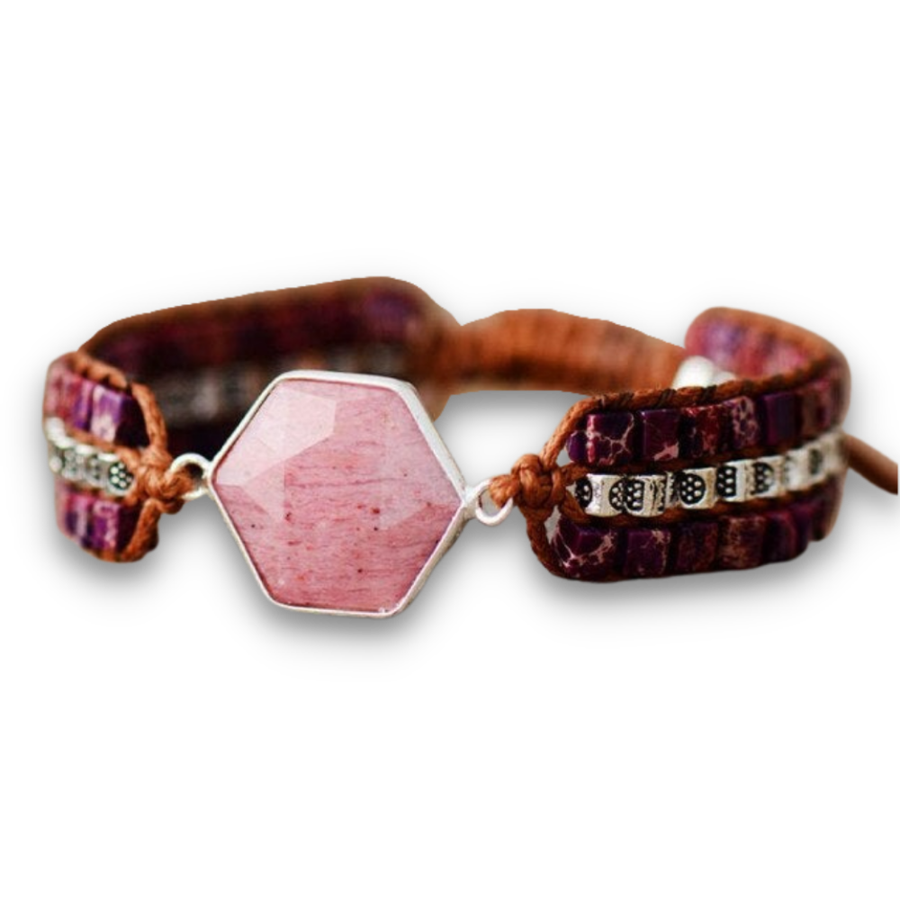 Bracelet Bohémien en Rhodonite et Jaspe "Amour & Bienveillance"