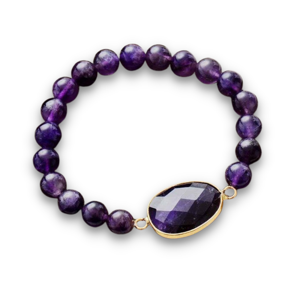 Bracelet en Améthyste "Force & Sagesse" - Cabochon