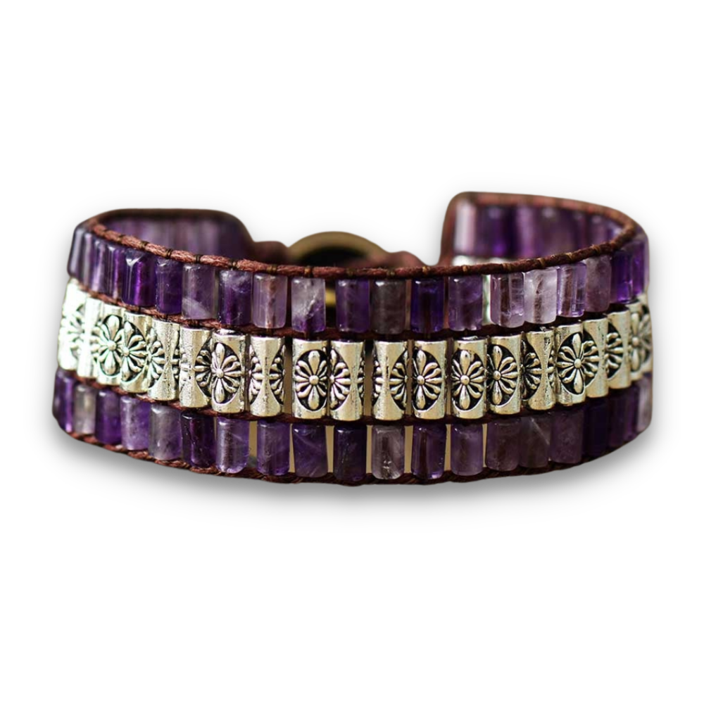 Bracelet Bohémien en Améthyste "Force & Sagesse"