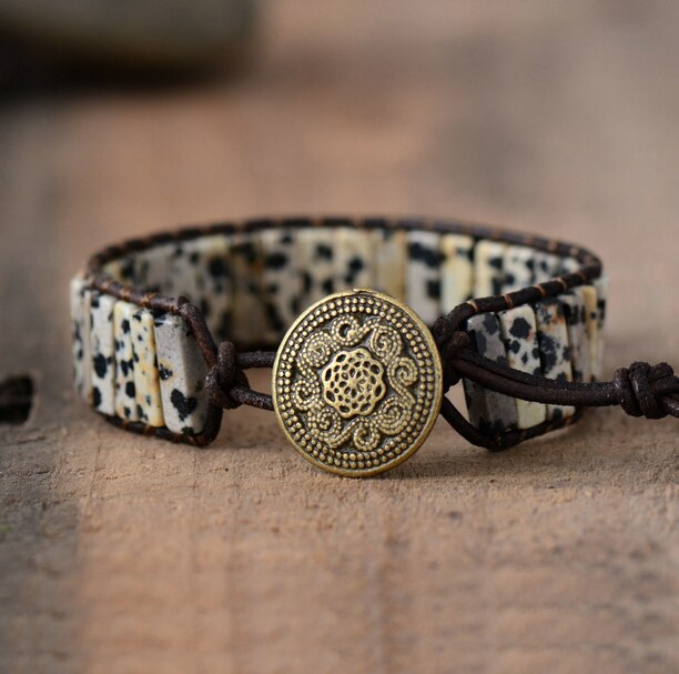 Bracelet Bohémien en Jaspe dalmatien "Protection & Harmonie"