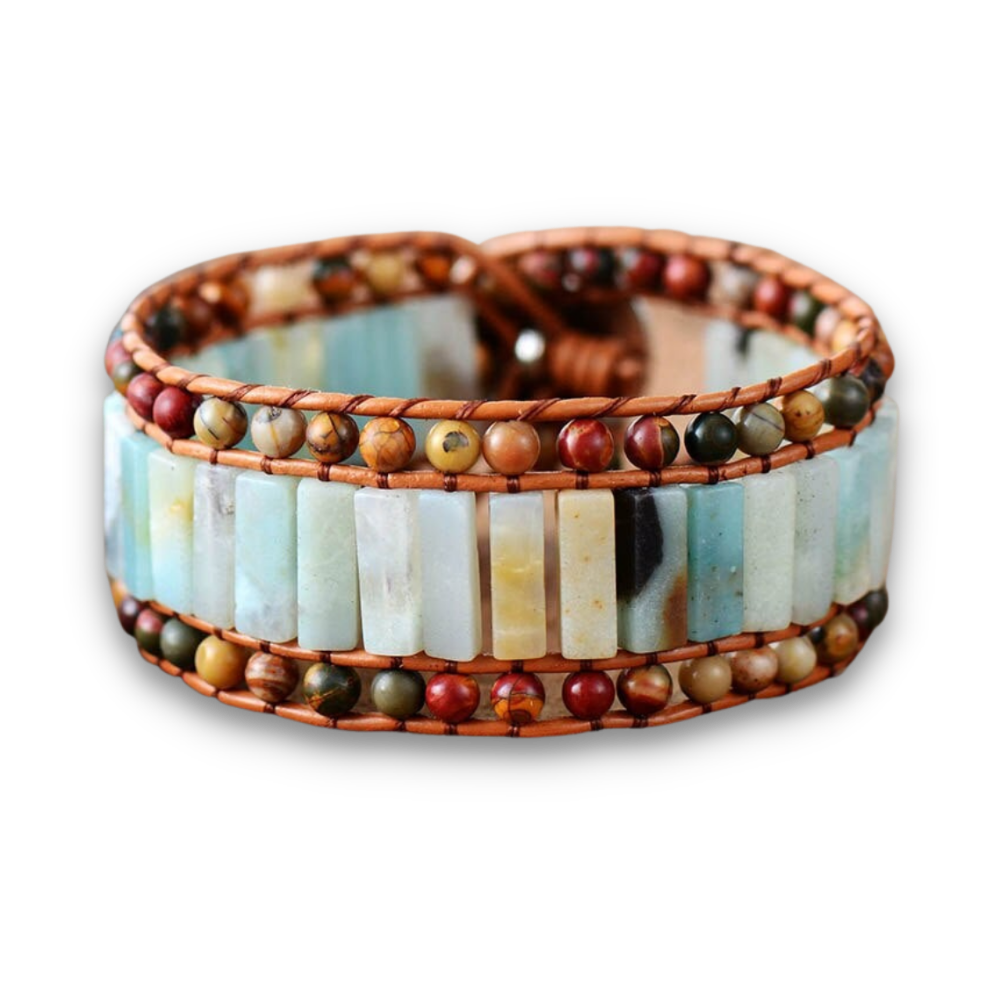 Bracelet Bohémien en Amazonite "Paix & Courage"