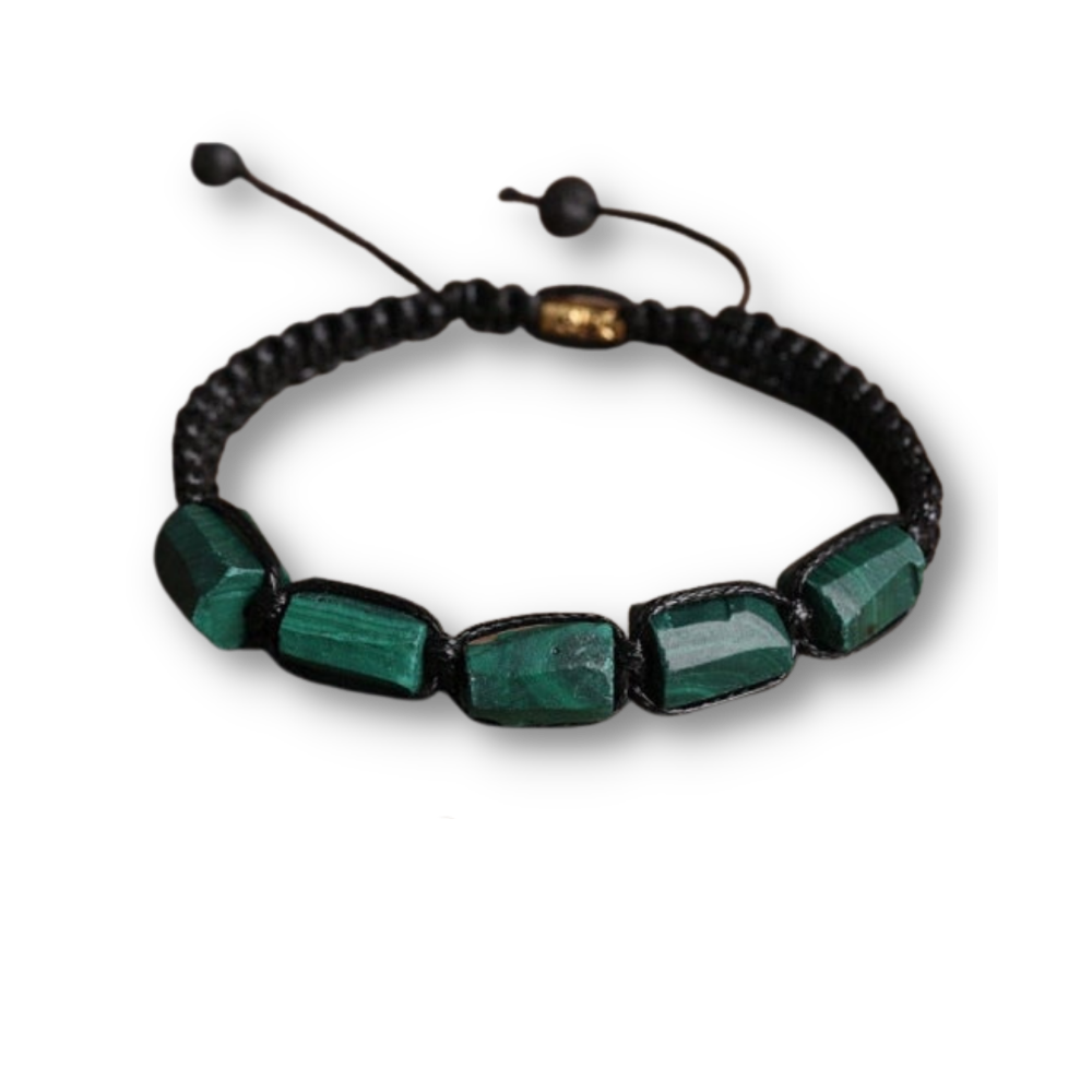 Bracelet Shamballa en Malachite "Protection & Clairvoyance"