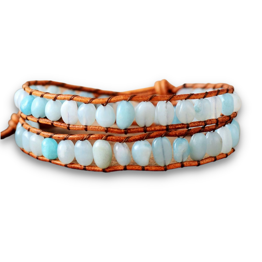 Bracelet Bohémien en Amazonite "Paix & Courage"