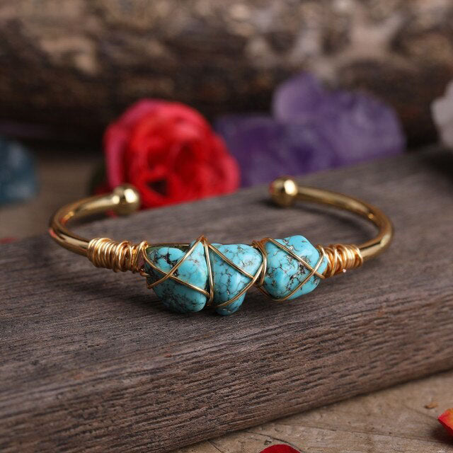Bracelet en Turquoise bleue "Sérénité & Bien être"