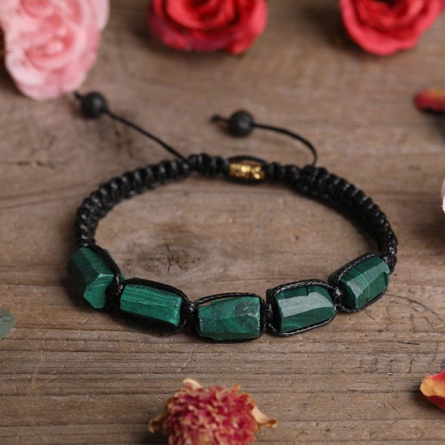 Bracelet Shamballa en Malachite "Protection & Clairvoyance"