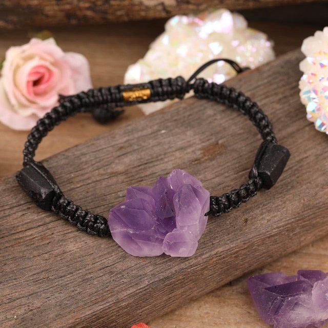 Bracelet en Améthyste et Tourmaline noire "Force & Sagesse"