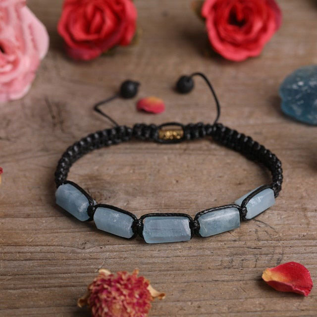 Bracelet Shamballa en Aigue Marine "Jeunesse & Guérison"