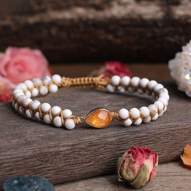 Bracelet Guérison en Turquoise blanche "Sagesse & Conscience"