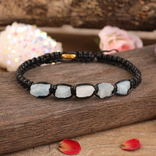 Bracelet Shamballa en Aigue Marine "Jeunesse & Guérison"