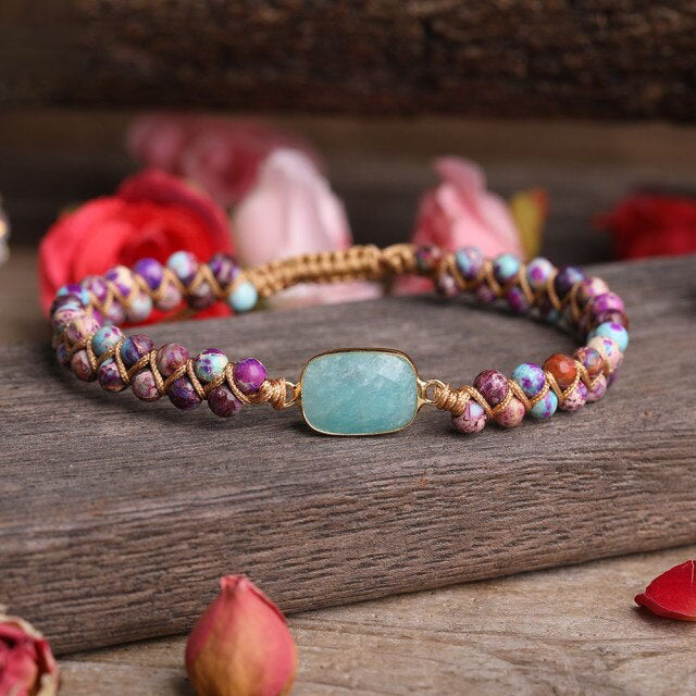 Bracelet Yoga en Jaspe "Épanouissement & Estime de soi"