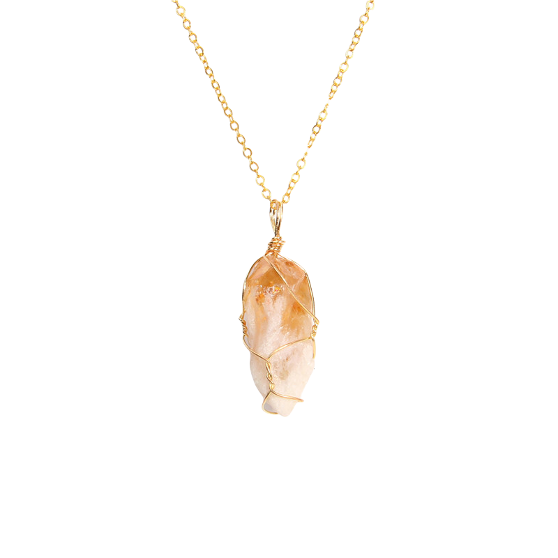 Chaîne et son Pendentif Guérison en Pierre de soleil "Chaleur & Optimisme"