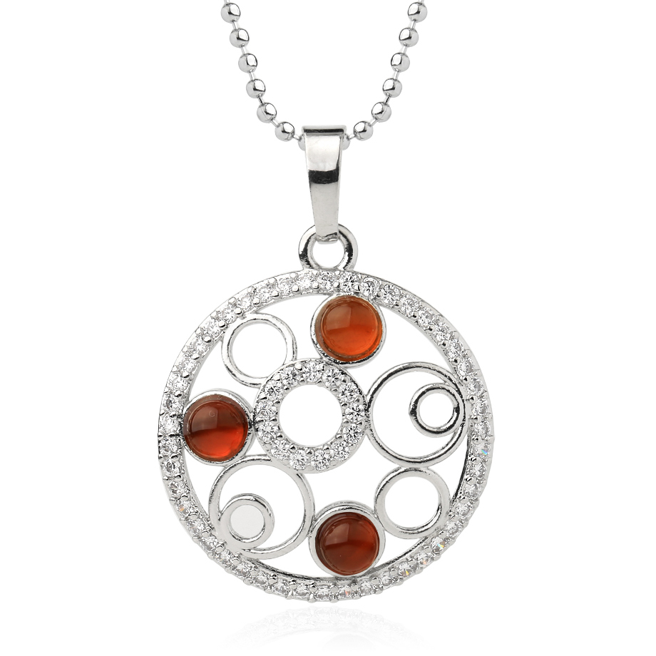 Chaîne et son Pendentif en Agate feu "Énergie & Sécurité"