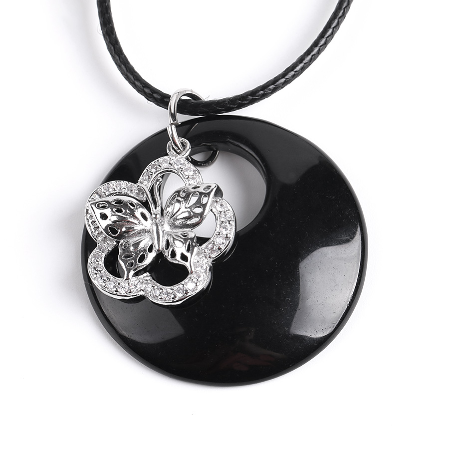 Cordon et son Pendentif Guérison en Obsidienne "Protection & Réconfort" - Papillon