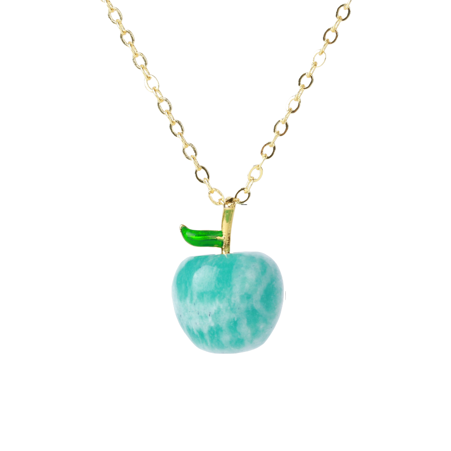 Chaîne et son Pendentif en Amazonite "Paix & Courage" - Pomme