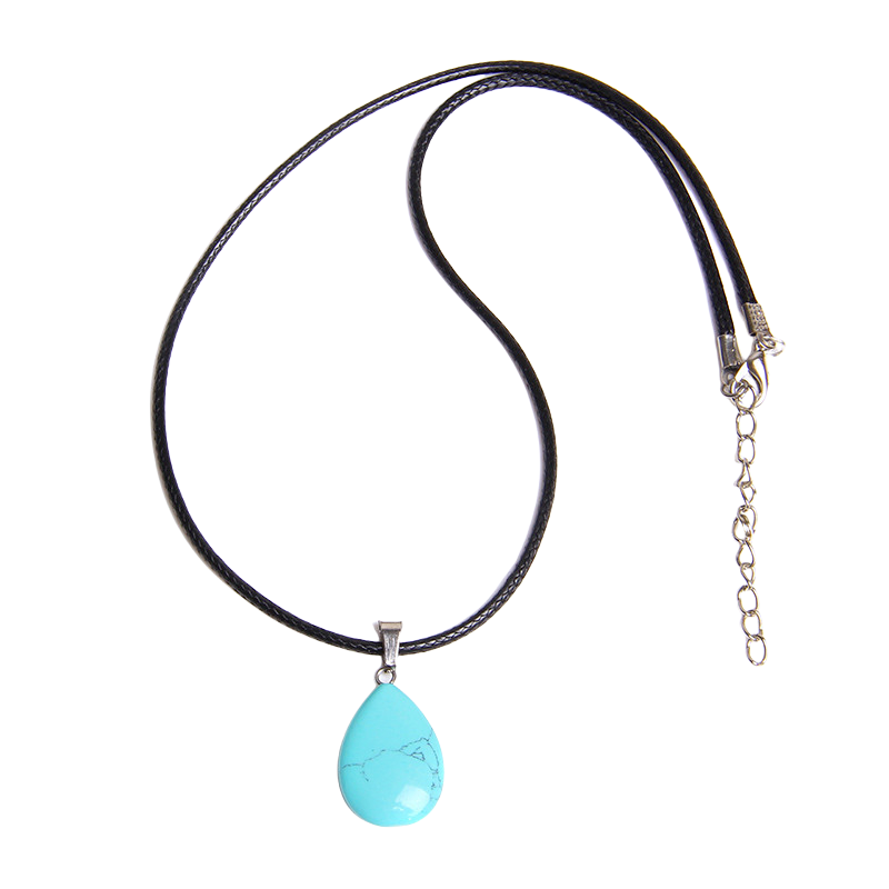 Cordon et son Pendentif en Turquoise "Stabilité & Empathie" - Goutte