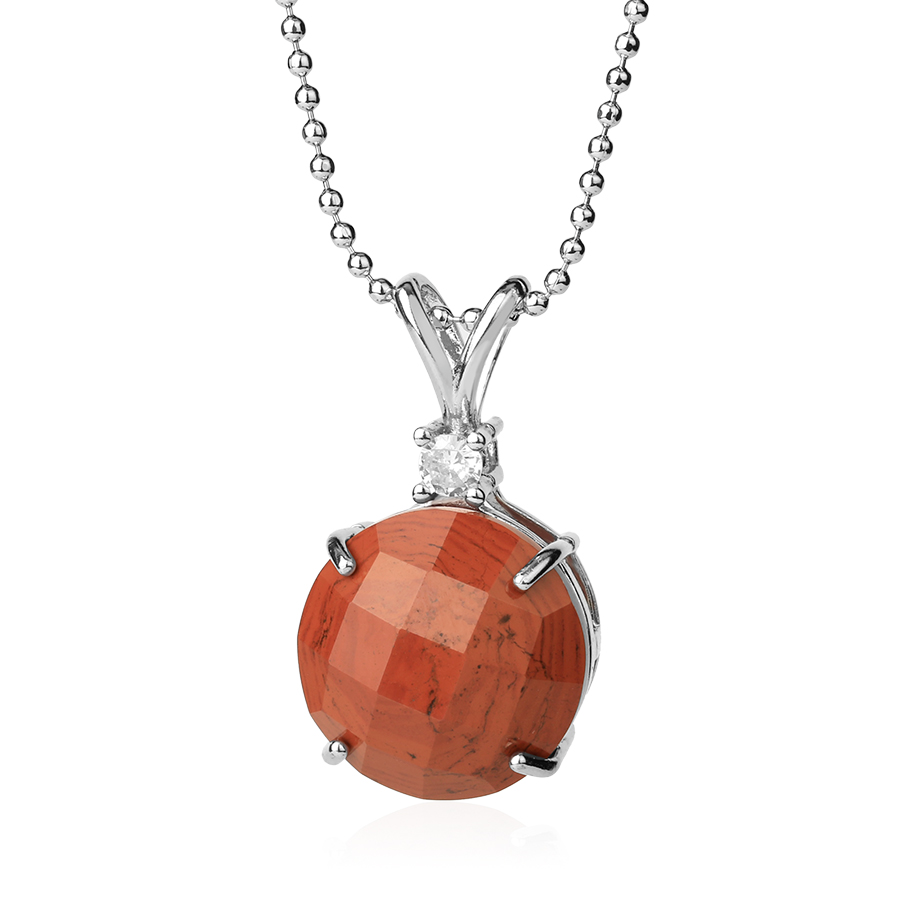 Chaîne et son Pendentif Guérison en Jaspe rouge "Force & Spiritualité"