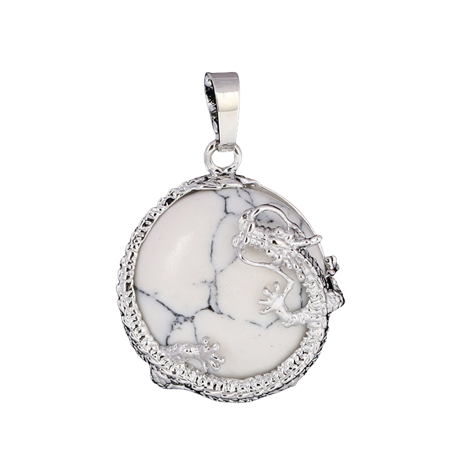 Pendentif Porte Bonheur en Howlite - Dragon