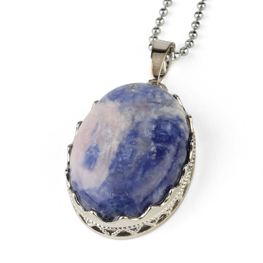 Chaîne et son Pendentif Reiki en Sodalite "Humilité & Courage" - Cabochon