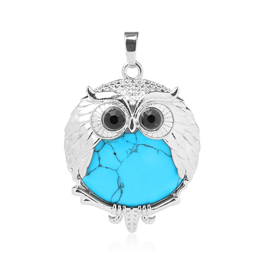 Pendentif Reiki en Turquoise "Stabilité & Empathie" - Chouette