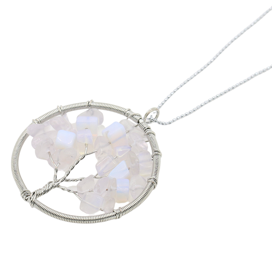 Chaîne et son Pendentif Reiki en Opale "Créativité & Spontanéité" - Arbre de vie