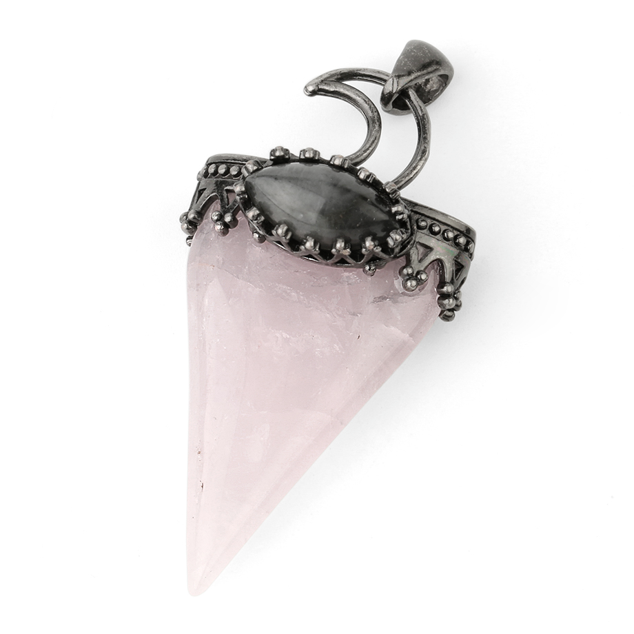 Pendentif en Quartz rose "Amour & Confiance en soi" - Lune