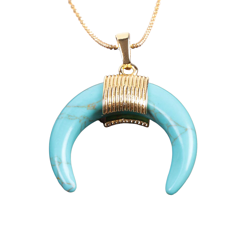 Chaîne et son Pendentif en Turquoise "Stabilité & Empathie" - Croissant de lune