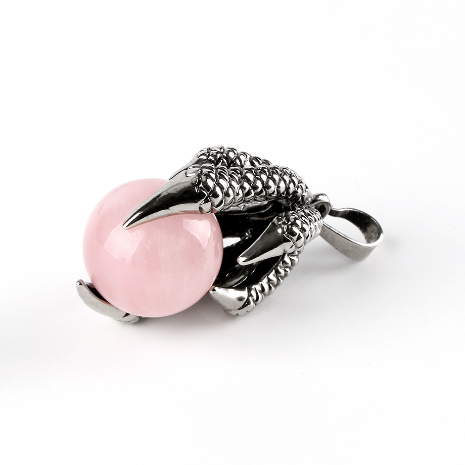 Pendentif Reiki en Quartz rose "Amour & Confiance en soi" - Griffes de dragon