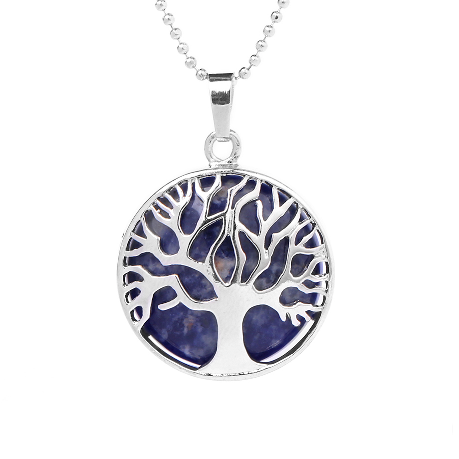 Chaîne et son Pendentif en Sodalite "Humilité & Courage" - Arbre de vie