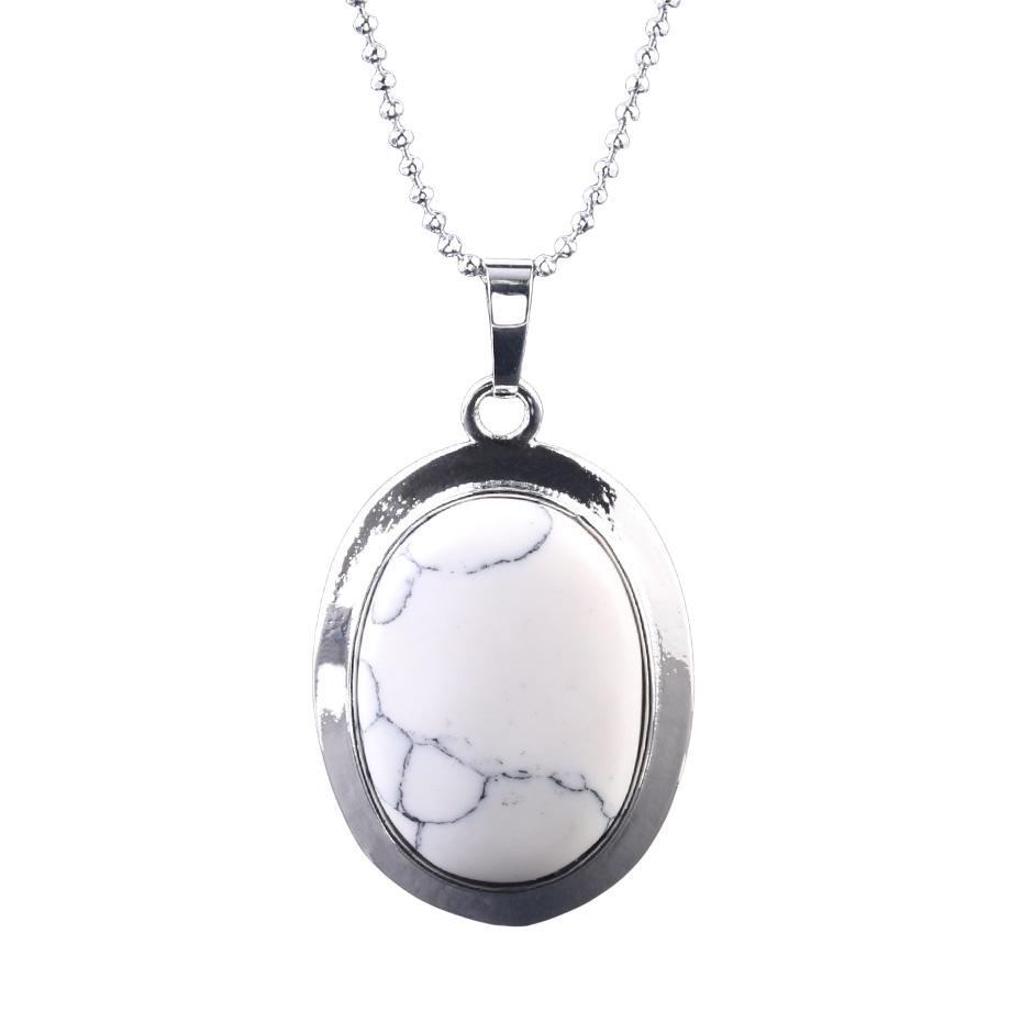 Chaîne et son Pendentif Reiki en Howlite - Cabochon