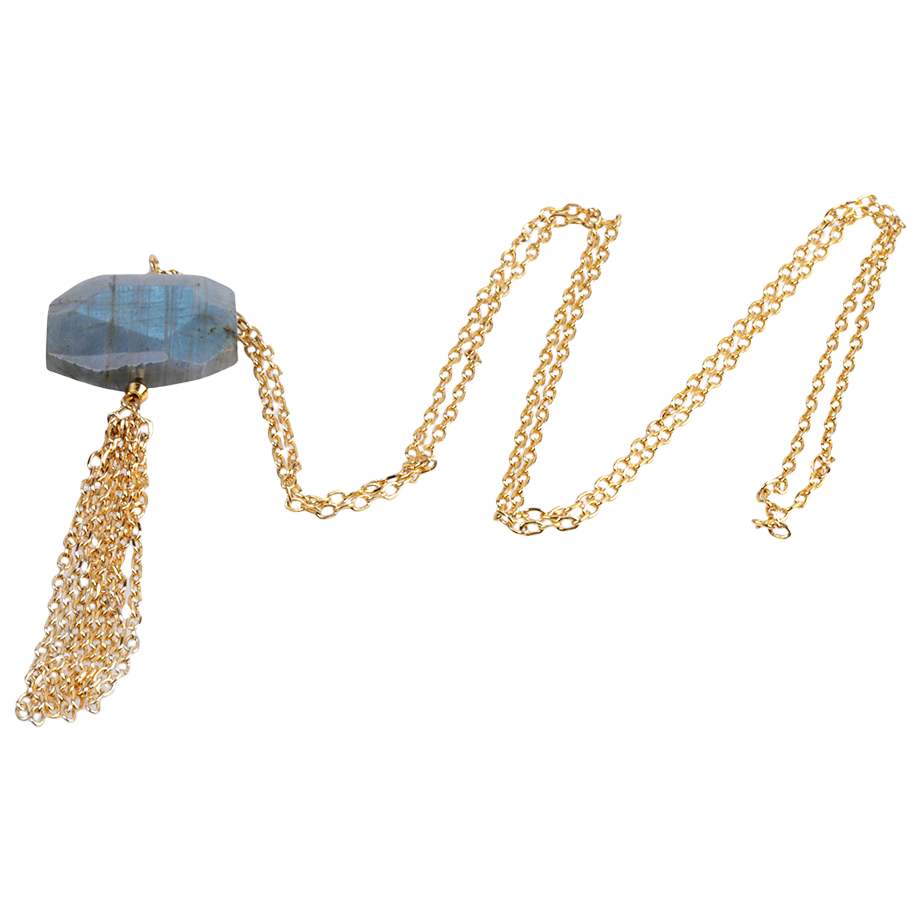 Chaîne et son Pendentif en Labradorite "Protection & Développement"