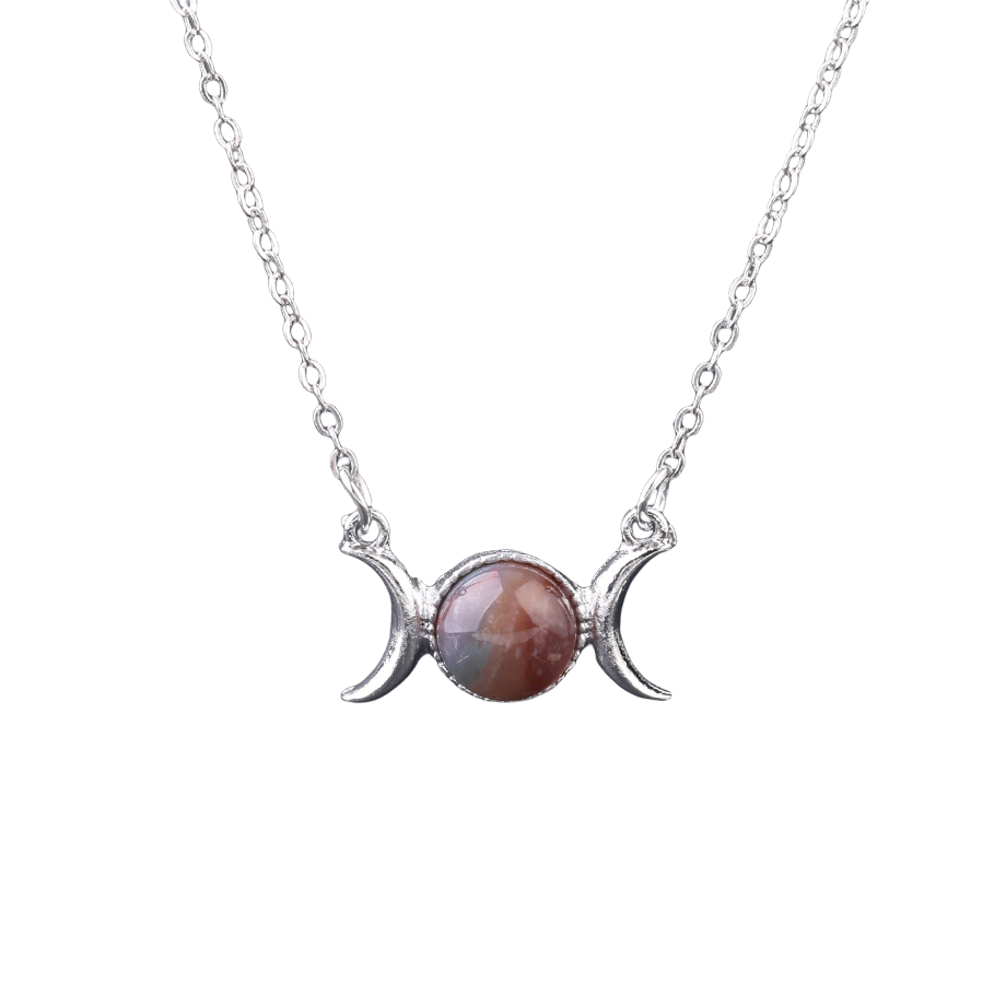 Chaîne et son Pendentif en Agate indienne "Équilibre & Prospérité"