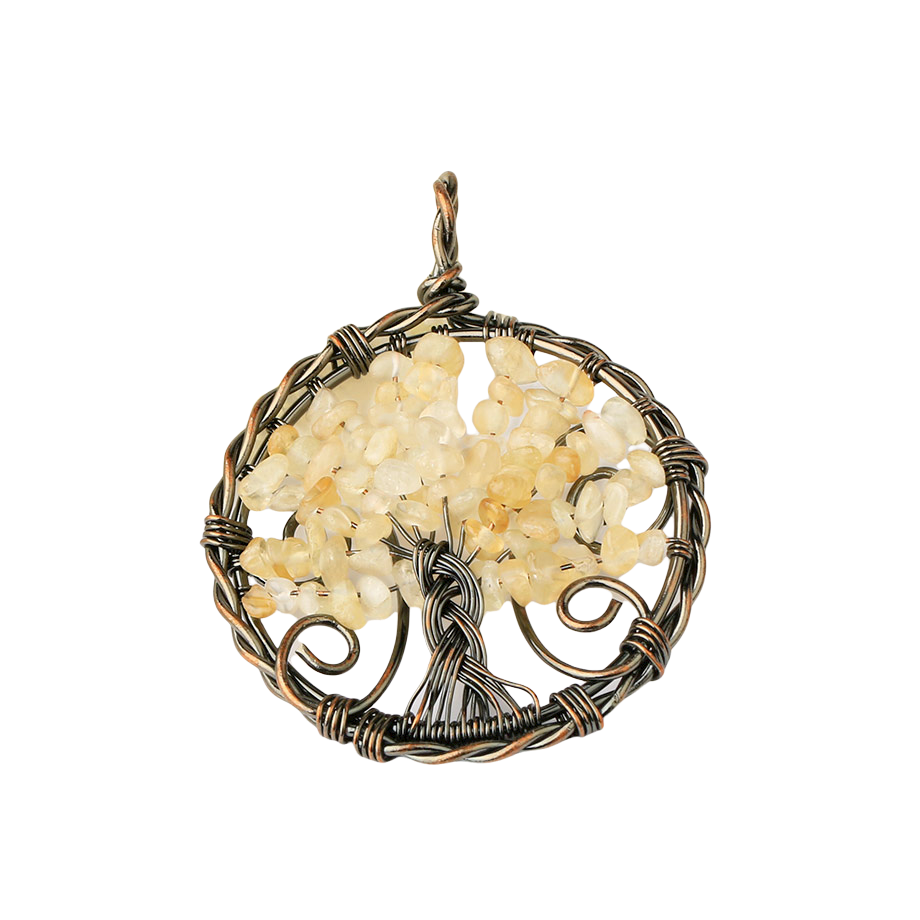 Pendentif Reiki en Citrine "Joie & Abondance" - Arbre de vie